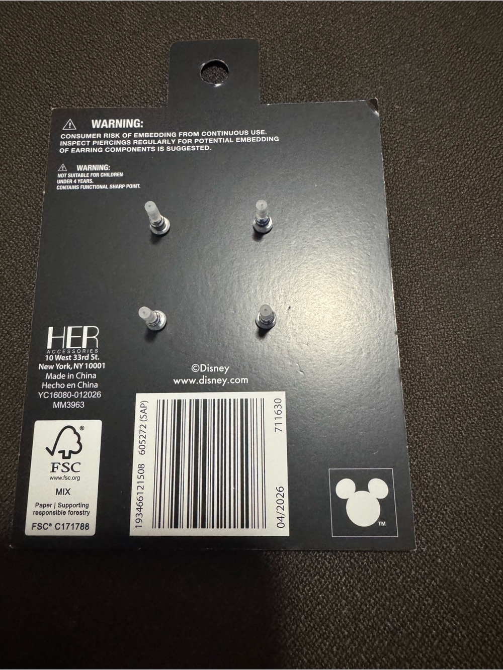 Disney Minnie Mouse Stud Earring Set - Black & Red with Silver Bows New Gift - Picture 5 of 7